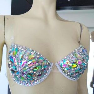 New Bra Top -Carnival Show Girl Iridescent Crystal